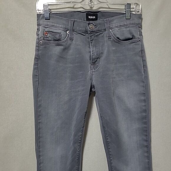Hudson Women's Nico Mid Rise Super Skinny - Trooper Grey Size 27 - Picture 2 of 15